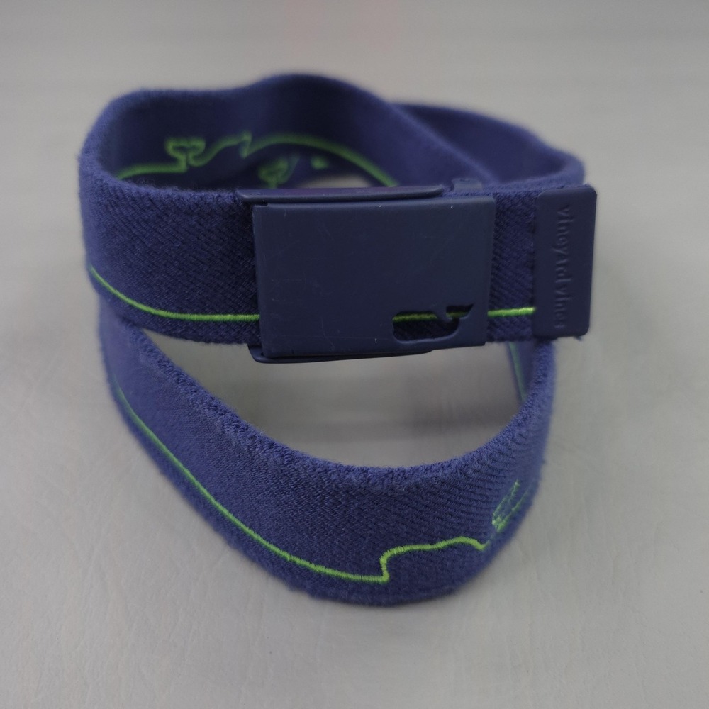 Vineyard Vines Belt Mens Large Blue Web Cotton Whale Bottle Opener Buckle Preppy